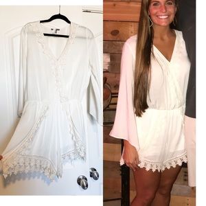 White Lace Trimmed Romper